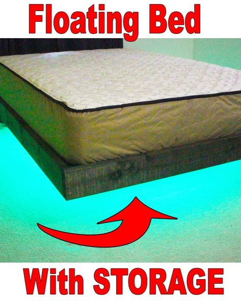 Best Floating Bed DIY Diy Floating Bed Frame With Storage, Floating Bed Storage, Queen Floating Bed Frame Plans, Floating Bed With Storage, Floating Bed Frame With Storage, Diy Floating Bed, Build A Floating Bed, Floating Bed Diy, King Size Bed Frame Diy