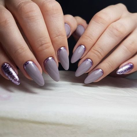 Grey And Purple Nails, Grey Purple Nails, Grey Nails, Gray Nails, Purple Nails, Nail Design, Nail Designs, Nails, Purple