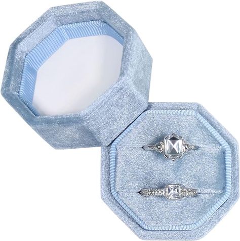 Amazon.com: Vicoter Velvet Ring Box, Ring Box 2 Slots Ring Gift Box Double Slots Octagon Ring Display Holder Case for Proposal Engagement Wedding Ceremony (Periwinkle Blue) : Clothing, Shoes & Jewelry Blue Ring Box Wedding, Wedding Ring Box For Ceremony Elegant, Proposal Ring Box Velvet, Velvet Ring Box Black, Ring Box Light Blue, Octagon Ring, Ring Gift Box, Blue Clothing, Ring Display