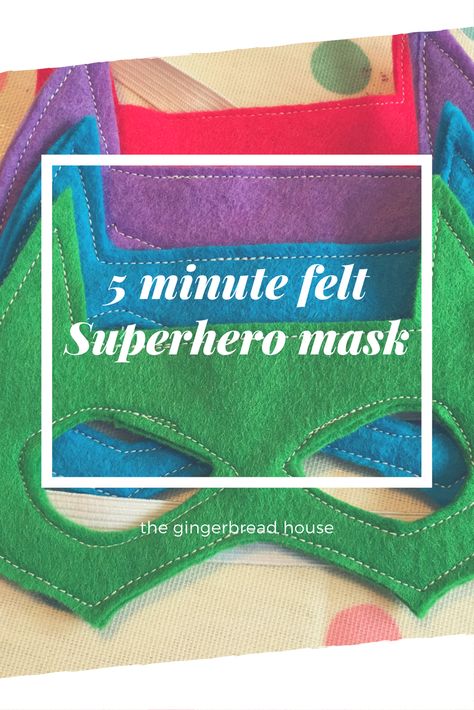 Five minute felt superhero masks - the-gingerbread-house.co.uk Diy Superhero Cape, Felt Superhero, Superhero Capes For Kids, Superhero Costumes For Boys, Diy Superhero Costume, Mini Presents, Superhero Costumes Kids, Basic Sewing Kit, Children Costumes