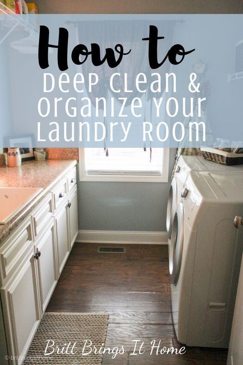 Awesome tips and motivation for cleaning and organizing your laundry room.  This is the August edition in my year-long deep cleaning schedule.   via @Britt Brings It Home Cleaning Laundry Room, Motivation For Cleaning, Clean Laundry Room, Organize Room, Deep Cleaning Schedule, Laundry Detergent Dispenser, Room Cleaning Tips, Clean And Organize, Deep Cleaning House