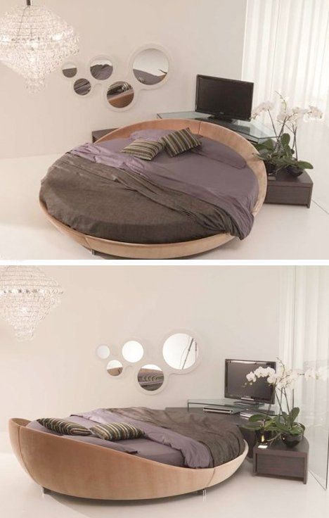 Round Beds, Round Mattresses & Round Sleeper Sofas Round Bed Sheets, Circle Bedframe, Circular Bed Frames, Round Bed Designs, Circular Bed, Round Mattress, Circle Bed, Silk Bed Sheets, Round Bed