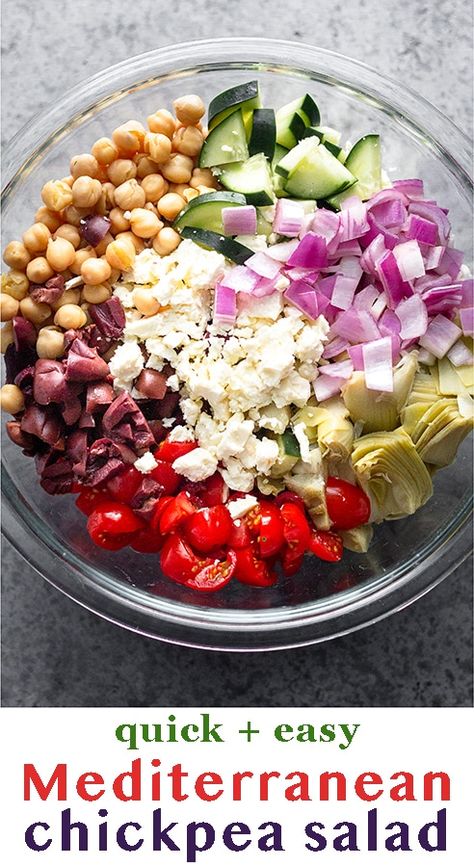 Chickpea Salad With Olives, Salad With Artichokes And Olives, Mediterranean Salad With Artichokes, Cucumber Artichoke Salad, Greek Artichoke Salad, Artichoke Chickpea Salad, Chickpea Salad With Feta, Healthy Chickpea Salad, Salad With Veggies