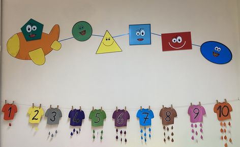 Counting Decoration For Preschool, Shapes Wall Decor Classroom, Classroom Charts Preschool, Kindergarten Decoration Ideas, Kindergarden Decoration Ideas Kids, School Wall Art Ideas Classroom, Nursery Class Decoration, Kindergarten Art Crafts, Animal Crafts Preschool