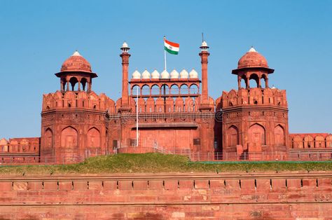 Photo about Red Fort in Delhi, India. Image of flag, india, facade - 35543708 Delhi Monuments, Hindi Essay, Agra Fort, India Gate, Independance Day, Red Fort, Indian Flag, North India, Historical Monuments