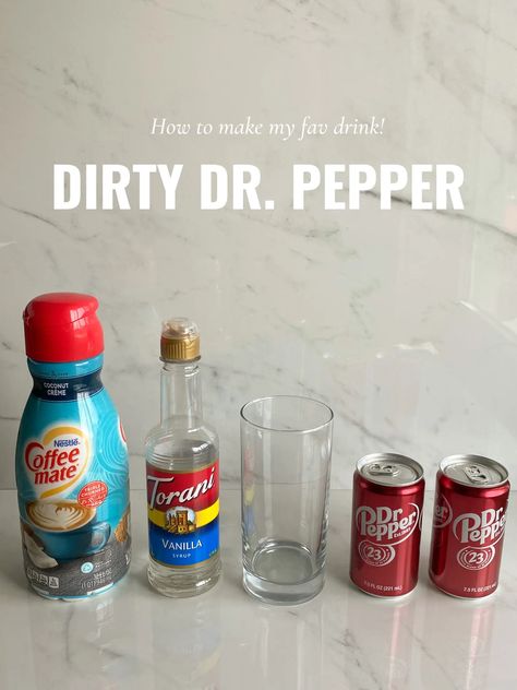 I’m not a big soda person but this drink is my absolute favorite! All you need is - Dr Pepper - Coconut Coffee Creamer - Vanilla S Coconut Coffee Creamer, Dirty Martini Dip, Dirty Dr Pepper, Martini Dip, Best Non Alcoholic Drinks, Vanilla Coffee Creamer, Frosted Lemonade, Pepper Recipe, Olive Jar