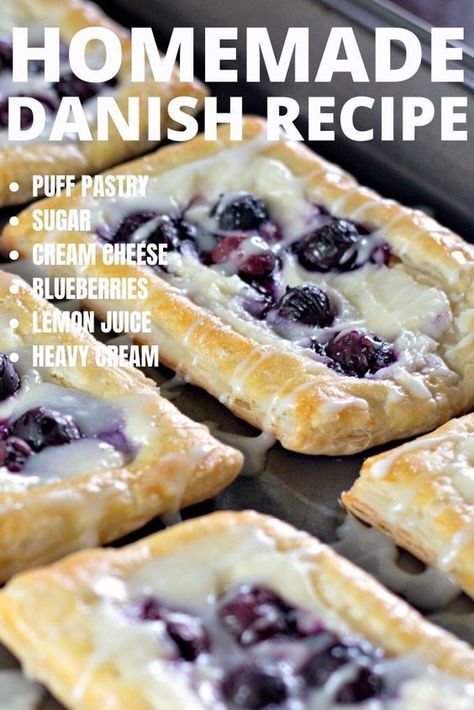 Do Homemade Danish Recipe, Homemade Danish, Dessert Blueberry, Recipes Muffins, Muffins Blueberry, Pastries Recipes Dessert, Puff Pastry Desserts, Pastry Recipe, Cheese Danish