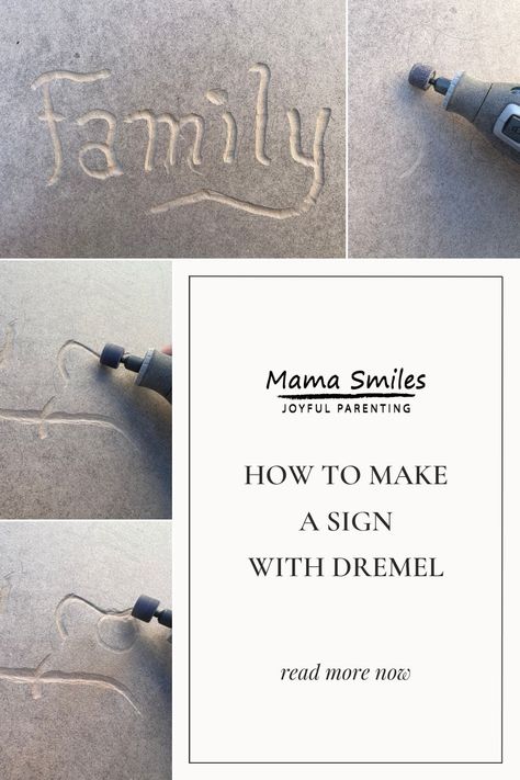 Learn how to make a carved sign with the cordless Dremel 8240. We received this rotary tool for free; all other supplies were purchased and all opinions are our own. Wood Engraving Ideas Dremel Tool, Dremel Tool Projects For Beginners, Dremel Tool Accessories, Dremel Tool Projects, Mom Crafts, Dremel Crafts, Sanding Wood, Dremel Projects, Creative Mom