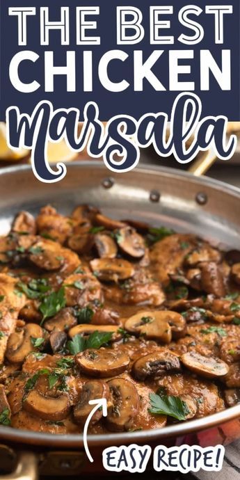 It's easy to make restaurant-quality Chicken Marsala at home! In this recipe, thinly-sliced, sautéed chicken cutlets meet a rich mushroom and Marsala wine reduction. Easy enough for a weeknight and impressive for guests. #chickenmarsala #dinner #italianfood Chicken Marsala Without Cream, Chicken With Cream Sauce, Easy Chicken Marsala Recipe, Easy Chicken Marsala, Sautéed Chicken, Chicken Marsala Recipe, Chicken Marsala Easy, Marsala Recipe, Chicken Breast Cutlet