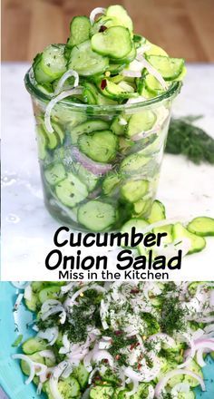 Cucumber and Onion Salad is a simple and delicious side dish to add to any dinner. It's flavorful and delicious with a sweet and tangy dressing and fresh dill. Perfect for summer cookouts, potlucks and family dinners. Cucumber And Onion Salad, Cucumber And Onion, Cucumber Onion Salad, Paleo Salad, Cucumber Onion, Creamy Cucumber Salad, Cucumbers And Onions, Vinegar Dressing, Onion Salad