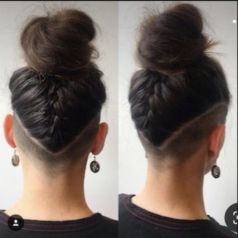 Messy Bun Undercut, Bob Undercut Hairstyles For Women, Subtle Undercut Women, Sidecut Women, Corte Undercut, Undercut Braids, Phoebe Hair, Undercuts For Women, Undercut Hair Designs