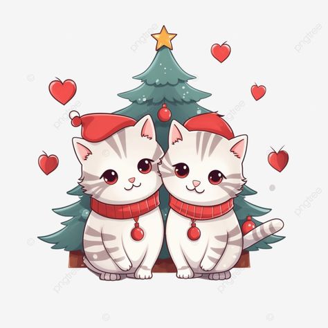 merry christmas hand draw cartoon cute couple cats and christmas tree christmas cat christmas anim Merry Christmas Couple, Cartoon Cute Couple, Cats And Christmas, Hand Clipart, Draw Cartoon, Merry Christmas Love, Tree Clipart, Married Christmas, Cartoons Love