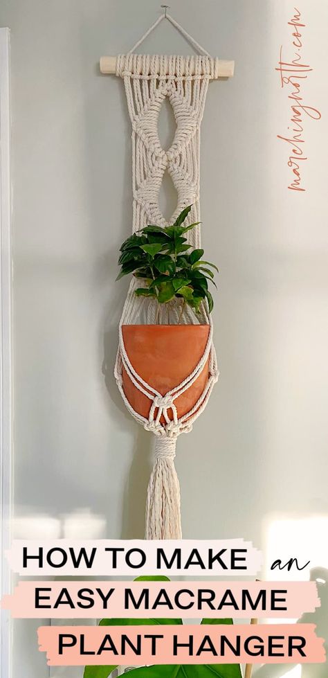 Learn how to make this Diamond Macrame (Wall Hanging) Plant Hanger in this step by step Tutorial & Video! This boho project is perfect for beginners and beyond! | macrame project ideas | macrame for beginners | DIY home decor | macrame diamond | macrame knots | macrame tutorials Macrame Wall Hanging Pot Holder, Macrame Diamond Pattern Plant Hanger, Macrame Wall Hanging Plant Holder Tutorial, Macrame Plant Wall Hanger Diy, Wall Hanging Macrame Plant Hanger, Diy Macrame Wall Plant Hanger, Macrame Wall Hanger Diy, Macrame Wall Hanging Plant Holder Diy, Beginning Macrame Projects