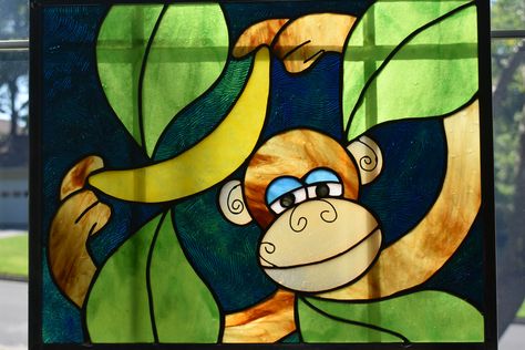 monkey Monkey Drawing, Stained Glass Panels, Glass Panels, Stained Glass, Stain, Disney Princess, Disney Characters, Disney, Drawings