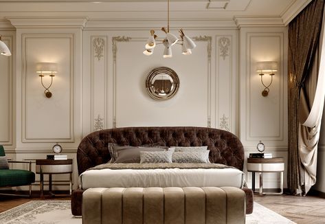 new classic bedroom in cairo on Behance Aesthetic Luxury Wallpaper, New Classic Bedroom, Classical Bedroom, Bedroom Makeover Diy, Luxury Aesthetics, Bedroom Pop Design, Wallpaper Luxury, Classical Interior, Nails Luxury