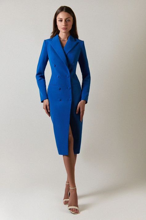 Formal Graduation Outfit, Blazer Dress Outfits Classy Chic, Blazer Dress Outfits Classy, Blue Blazer Dress, Graduation Attire, Wedding Mother Of The Bride, Women Blazer, Work Dresses For Women, Stylish Work Attire