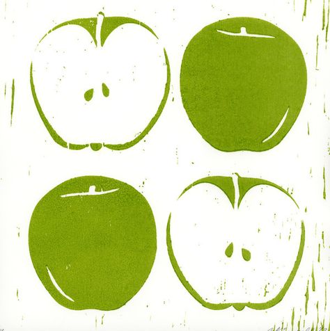 Granny Smith Apples by Carolyn Kimball on Artfully Walls Linoleum Print, Linocut Printmaking, Lino Art, Artfully Walls, Homemade Art, Apple Prints, Linocut Art, Stamp Printing, Fruit Tart