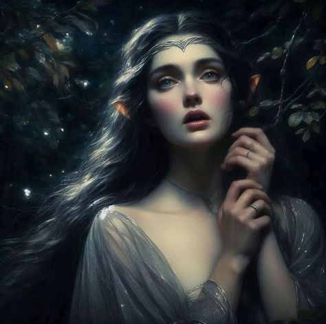 Luthien! - Art by rylyn84 Luthien Tinuviel Art, Beren And Luthien Art, Luthien Art, Dark Academia Drawing Ideas, Luthien Tinuviel, Arwen Costume, Elves Art, Elven Princess, Lotr Elves