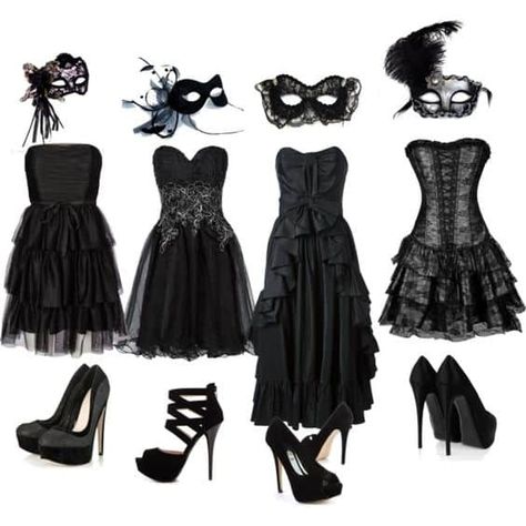 Black Masquerade Masks and Costumes For any Halloween Party Masquerade Dress For Women, Masquerade Ball Black Dress, Masquerade Outfit Ideas Homecoming, Masquerade Plus Size Outfit, Black Dress Masquerade Outfit, Black Mascarade Dress, Masquerade Ball Costumes Halloween, Black Masquerade Dress Short, Masquerade Outfit Ideas Short Dress