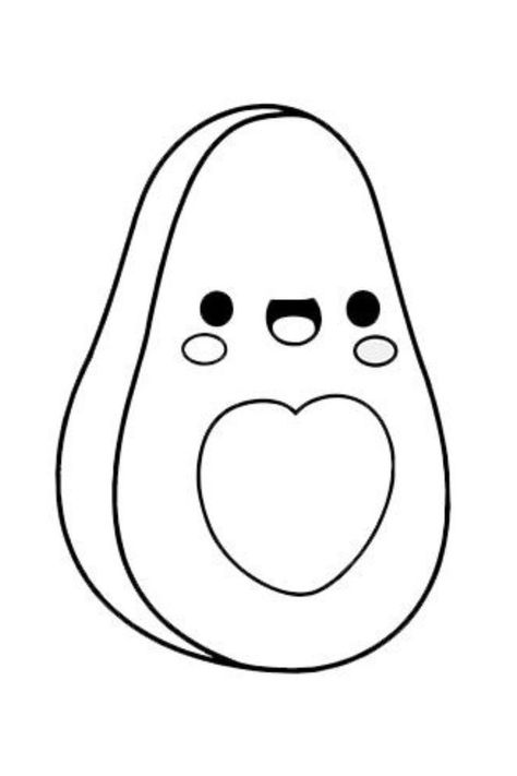 Cute Avocado Drawing, Comic Strip Ideas, Avocado Drawing, Sketches Cartoon, Kawaii Coloring Pages, Avocado Cartoon, Animation Tips, Chibi Coloring Pages, Easy Animal Drawings