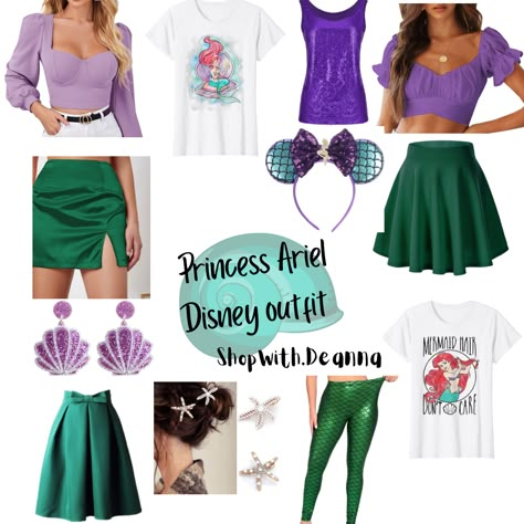 Disney Hoco Costumes, Diy Ariel Costume Women Easy, Princess Themed Outfits Disney Inspired, Ariel Inspo Outfit, Ariel Inspired Outfit, Ariel Outfit Ideas Disneybound, Ariel Disney Bounding, Disney Women Costumes, Womens Disney Princess Costumes