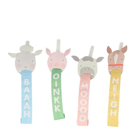 On The Farm Party Blowers – BURKE DECOR Meri Meri Party, Party Blowers, Farm Animal Party, Farm Day, 3 Birthday, Love Party, Joyful Noise, Farm Birthday Party, Pig Party