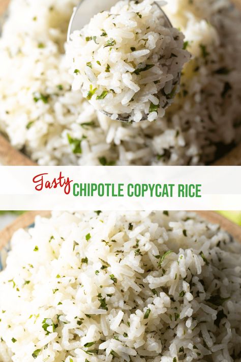 Copycat Chipotle Rice Recipe - This fluffy and delicious rice is loaded with fresh cilantro and lime for a flavorful, irresistible, and versatile side dish. It is so easy to make, and tastes way better than your favorite fast casual Tex-Mex restaurant!