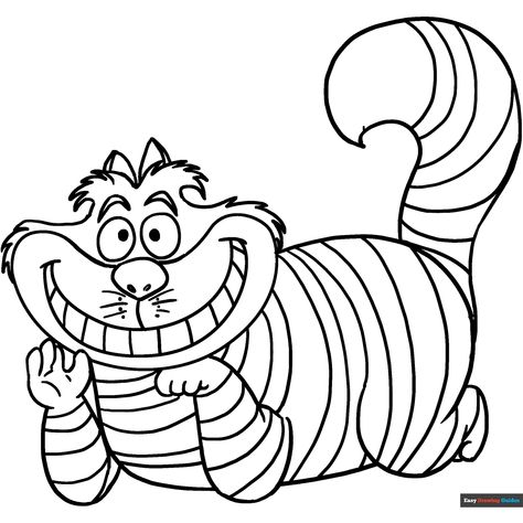 Free Cheshire Cat Coloring Page for Kids Cheshire Cat Printable, Chester Cat, Easy Drawing Guides, Free Printable Coloring Sheets, Drawing Guides, Cat Printable, Cat Coloring, Disney Cats, Kids Print