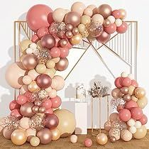 Blush Balloons, Boho Party Decorations, Peach Baby Shower, Gold Confetti Balloons, Rose Gold Confetti, Rose Gold Balloons, Garland Arch, Peach Rose, Baby Shower Decorations For Boys