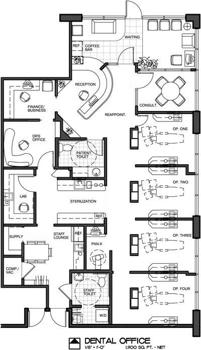 Dental Office Floor Plan, Unique Office Design, Orthodontic Office Design, Hospital Floor Plan, Dental Design Interior, Medical Clinic Design, Dentist Office Design, Orthodontic Office, Studio Medico