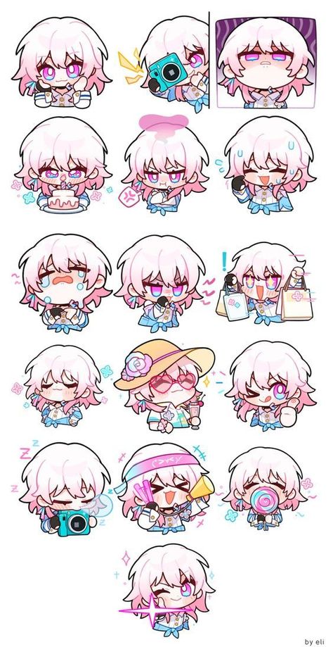 Badges Design, March 7th, Emoji Art, Twitch Emotes, Chibi Drawings, Dessin Adorable, Badge Design, Honkai Star Rail, Anime Stickers