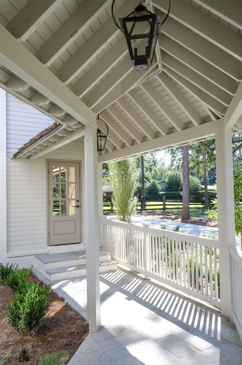 Cottage Revival, Covered Walkways, Garage Guest House, Fairhope Alabama, Garage Addition, Outdoor Fireplace Designs, Covered Walkway, Carport Designs, Porch Roof