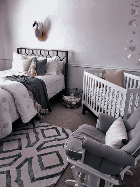 Nursery Bedroom Combo, Mommy And Baby Room Combined, Shared Baby Rooms, Nursery Guest Room Combo, Nursery Guest Room, Murphy Bed Ikea, Parents Room, Shared Bedroom, Murphy Beds