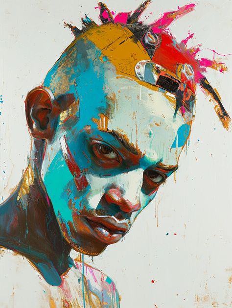 Exciting creative vision curated by ThetaCursed, License: CC BY-NC 4.0 Abstract Self Portrait, Bushido Tattoo, African Portraits Art, Painting Of A Man, Abstract Portrait Painting, Mixed Media Portrait, Pop Art Canvas, Contemporary Portrait, Black Art Painting