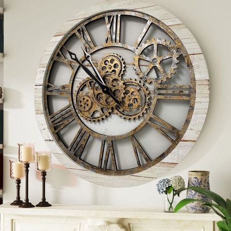 ImprovingLife on Instagram: “Wall clock 24 inch Real Moving Gears the only and original Wall Clock with Gears moving www.thegearsclock.com” Wall Vase Decor, Gear Wall, Wall Clock Vintage, Gear Wall Clock, Animal Head Wall, Gear Clock, Clock Vintage, Vintage Wall Clock, Unique Wall Clocks