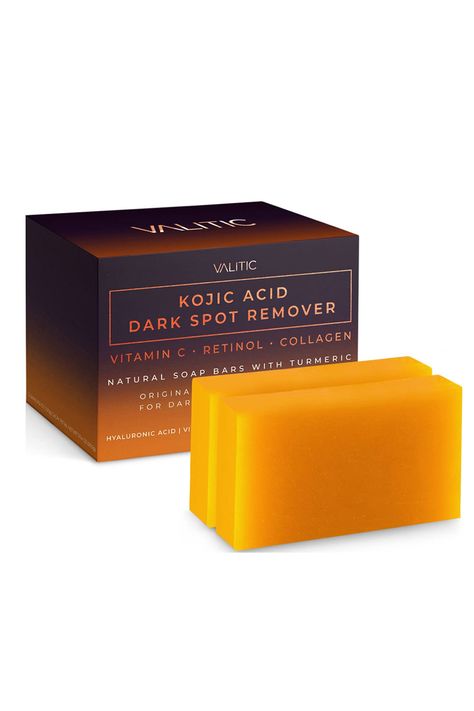 VALITIC Kojic Acid Dark Spot Remover Soap Bars with Vitamin C, Retinol, Collagen, Turmeric - Original Japanese Complex Infused with Hyaluronic Acid, Vitamin E, Shea Butter, Castile Olive Oil (2 Pack) Valitic Kojic Acid Dark Spot Remover, Dark Olive Skin Tone, Vitamin C Retinol, Hyaluronic Acid Cream, Kojic Acid Soap, Dark Spot Remover, Routine Aesthetic, Olive Skin Tone, Spot Remover