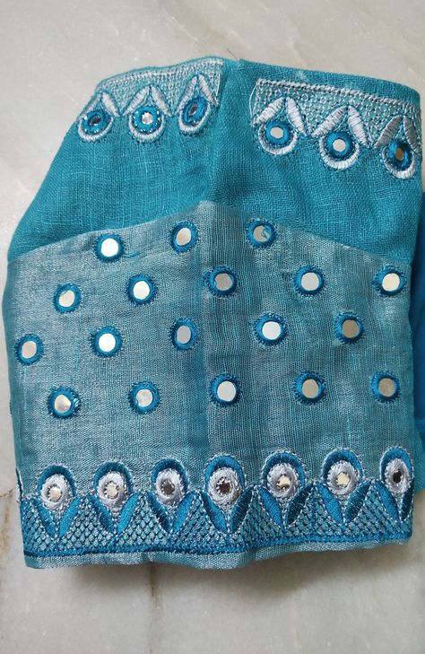 Works On Blouses, Ns Creations, Mirror Blouse Design, Blue Blouse Designs, Mirror Work Blouse Design, Mirror Embroidery, Best Blouse Designs, Computer Work, Kutch Work