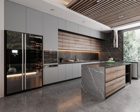 Villa Kitchen, Modern Kitchen Apartment, Modern Kitchen Design Luxury 2020, Dream Kitchens Design, Modern Kitchen Interiors, Kitchen Interior Design Decor, Kitchen Interior Design Modern, Modern Villa, Contemporary Kitchen Design