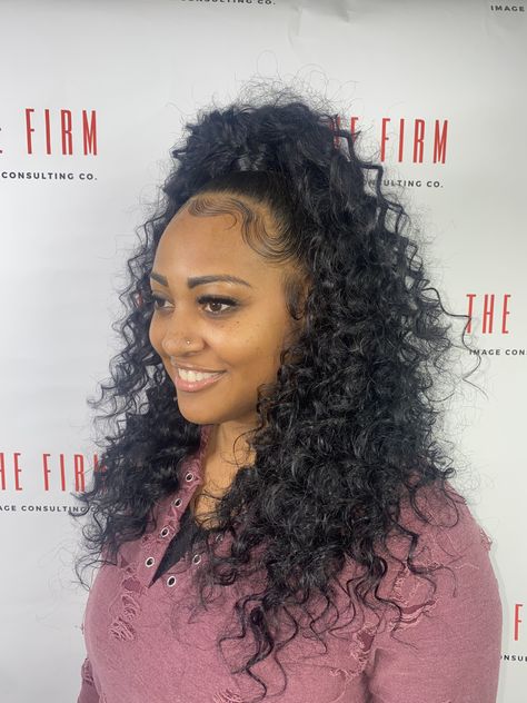 Half Up Half Down Curly Hair Black Women, Half Up Half Down Hairstyles Black Women, Half Up Half Down Weave, Consistently Inconsistent, 2 Hairstyles, Hair Waxing, Bday Hair, Birthday 21st, Waxing Salon