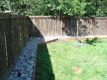 fence with rock border | visit servicemagic com Rock Fence Border, Garden Ideas Along Fence Line, Patio Ideas For Dogs, Rock Fence, Fence Border, Landscaping Along Fence, Backyard Ideas For Small Yards, Dog Run, Dog Yard