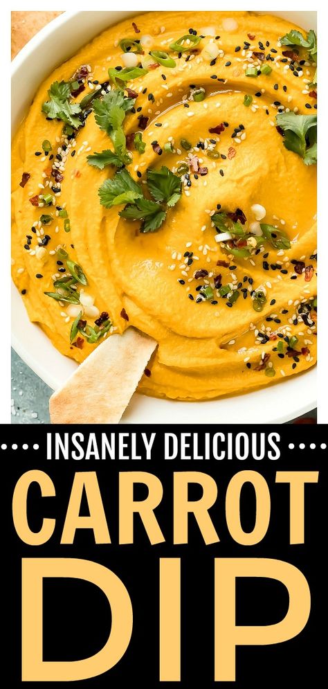 Carrot Hummus, Sweet Carrots, Carrot Dip, The Best Appetizers, Easy Dip, Ginger Dressing, Healthy Dips, Veggie Delight, Recipe Vegetarian