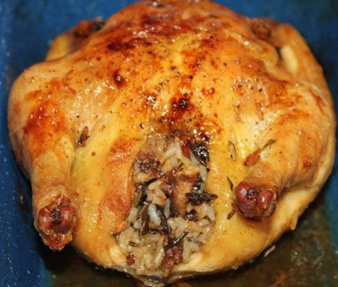 Rice Stuffed Cornish Hen Recipe, Stuffed Cornish Hen Recipe, Wild Rice And Mushrooms, Wild Rice Stuffing Recipes, Cooking Cornish Hens, Cornish Hen Recipes, Game Hen Recipes, Cornish Game Hen Recipes, Hen Recipes