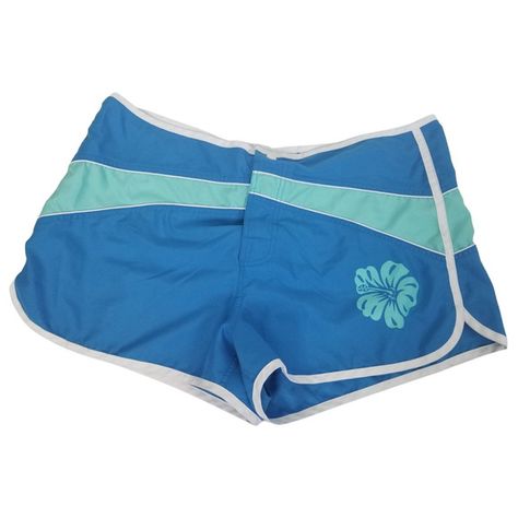 Victoria's Secret Womens Y2K Board Swim Shorts Medium Blue Green Hibiscus Flower Y2k Board Shorts, Y2k Swim Shorts, Swim Shorts Aesthetic, Green Hibiscus Flower, Y2k Board, Green Hibiscus, Hibiscus Shirt, Flower Snap, Flower Swimsuit