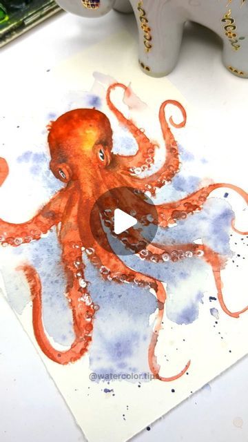 Irshad Ahmad Ansari on Instagram: "Want to create a mesmerizing watercolor octopus? 🐙✨  It's easier than you think! Dive into this quick tutorial and discover simple tricks to bring this ocean wonder to life. Let's get creative! 🎨🌊   Don't forget to try it out and tag me in your masterpiece!   #watercoloroctopus #easypainting #watercolorlove #WatercolorTips #artreels" How To Paint An Octopus Step By Step, Watercolor Octopus Tutorial, Octopus Watercolor Painting, Watercolor Octopus, Octopus Watercolor, Octopus Painting, Water Paint, Underwater Sea, Underwater Animals