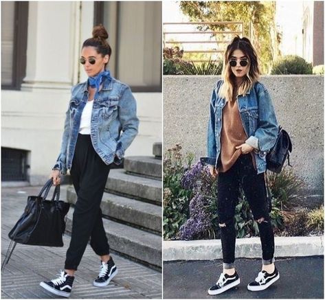 Colored Vans Outfit, Vans Black High Tops Outfit, Van Style Outfits, Outfits With Hi Top Vans, High Top Black Vans Outfits, High Top Vans Outfit Fall, Vans Seldan Outfit, Vans Sneakers Outfit Woman, High Top Vans Outfit Winter