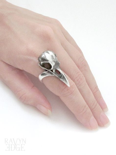 Raven Spirit Animal, Bird Skull Jewelry, Witch Rings, Crow Skull, Gothic Ring, Talisman Jewelry, Raven Skull, Bird Skull, Gothic Rings