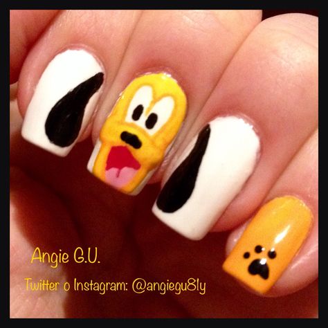 Pluto Nails Disney, Pluto Nails, Nails Disney, Mickey Nails, Disney Nails, Fancy Nails, Disney Mickey, Nail Designs, Nail Art