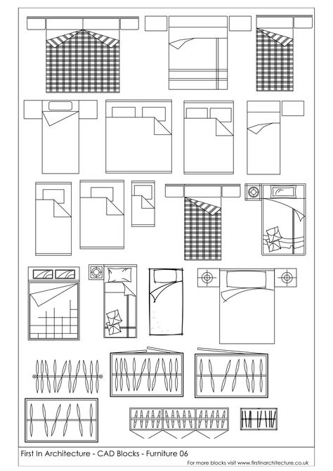 A selection of free cad blocks, featuring beds and wardrobes Beds And Wardrobes, Floor Plan Symbols, Architectural Plan, Interior Design Sketchbook, Architecture Blueprints, Furniture Design Sketches, Architecture Drawing Plan, Interior Architecture Drawing, Interior Design Plan