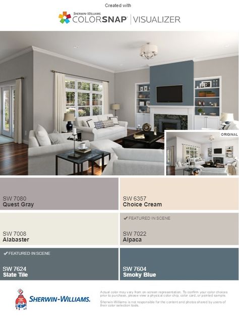 Guest Bedroom And Office, Sherwin Williams Color Schemes, Family Friendly Living Room, Repose Gray, Paint Color Inspiration, Sherwin Williams Colors, Paint Color Schemes, Slate Tile, Interior Paint Colors