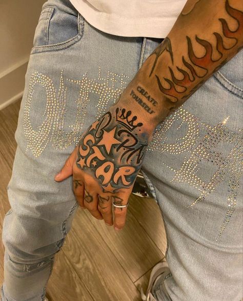 Guys Neck Tattoo, Tattoos For Guys Neck, Guys Hand Tattoos, Typographic Tattoo, Arm Tattoos Black, Hand Tattoo Designs, Tattoos Hand, Realistic Tattoo Sleeve, Saved Tattoo